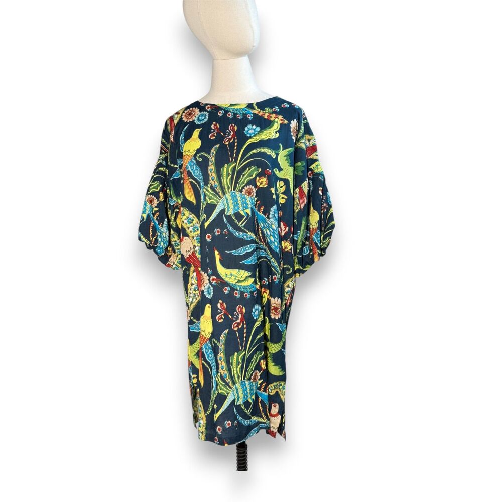 Fitzroy and Willa | Dark Blue Birds and Peacock 100% Cotton Dress | Sz M